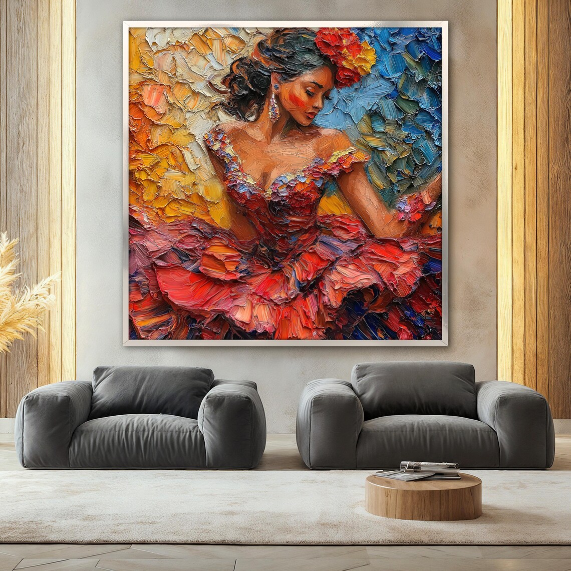 Flamenco Dancer Painting, Vibrant Woman Portrait - Image 2