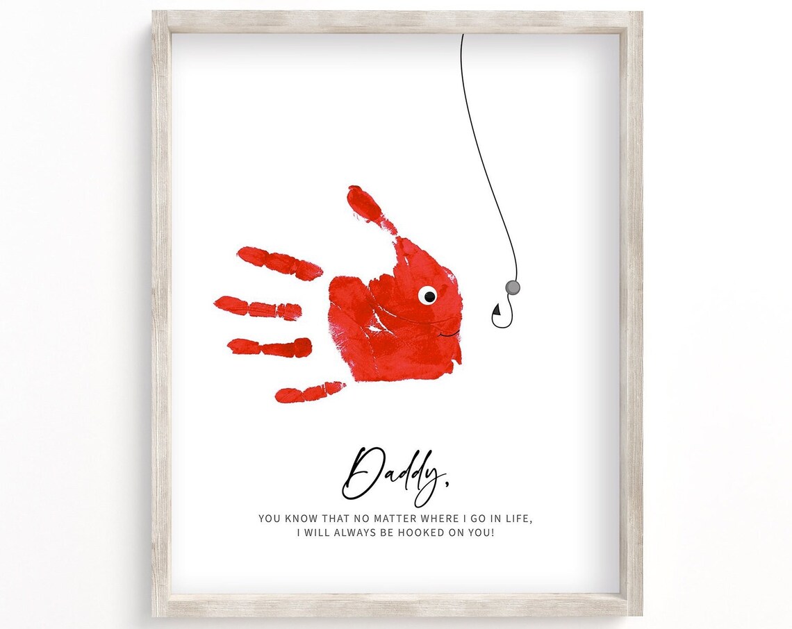 Fathers Day Handprint Craft Diy Fish Keepsake For Daddy I Will Always Be Hooked On You Memory Craft For Dad