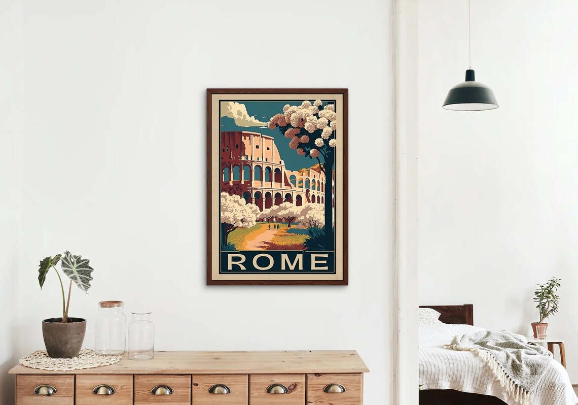 Rome Italy Colosseum Spring Blossom Retro Vintage Travel Poster - Image 2