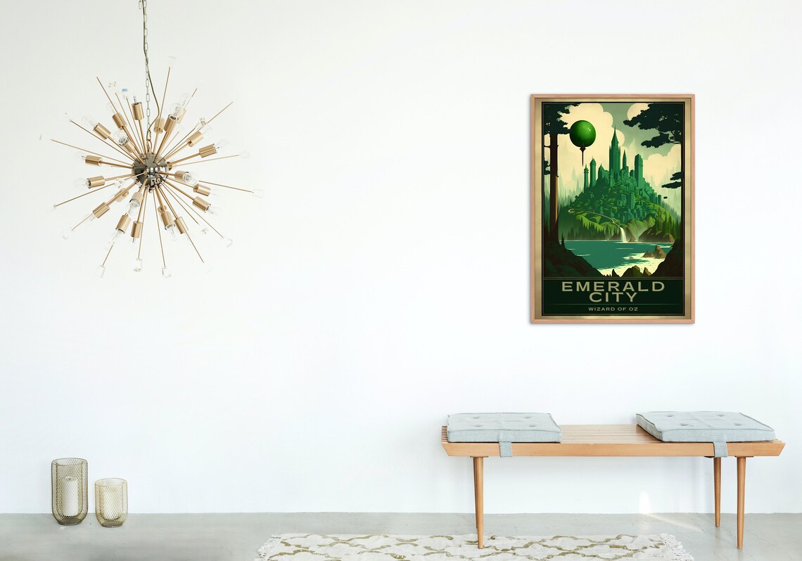 Emerald City Wizard Of Oz Balloon Lake Green Towers Travel Poster - Image 5