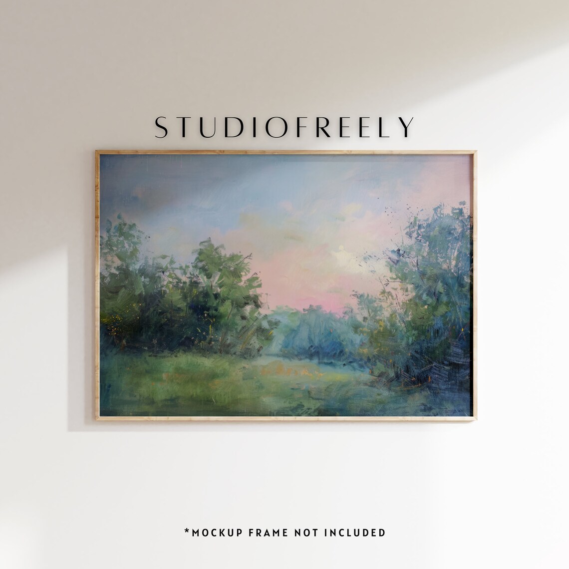 Pastel Sunrise Landscape, Serene Countryside Art Print
