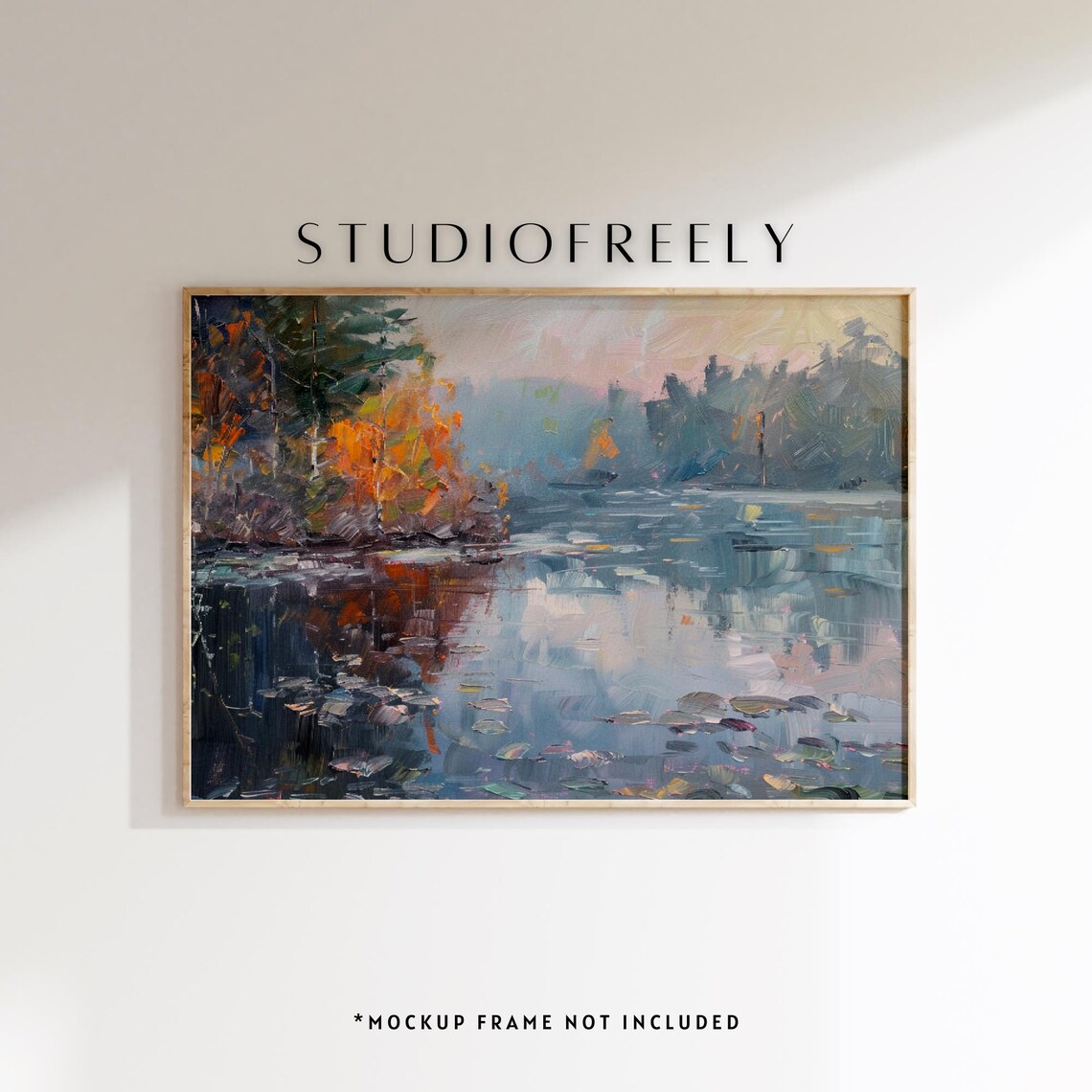 Impressionist Forest Lake Oil Painting Autumn Reflection File