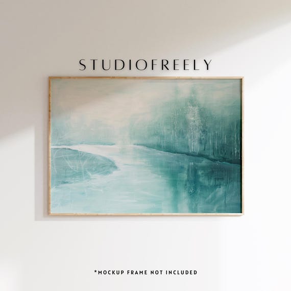 Teal Abstract Landscape Art Print Serene Modern Home Decor