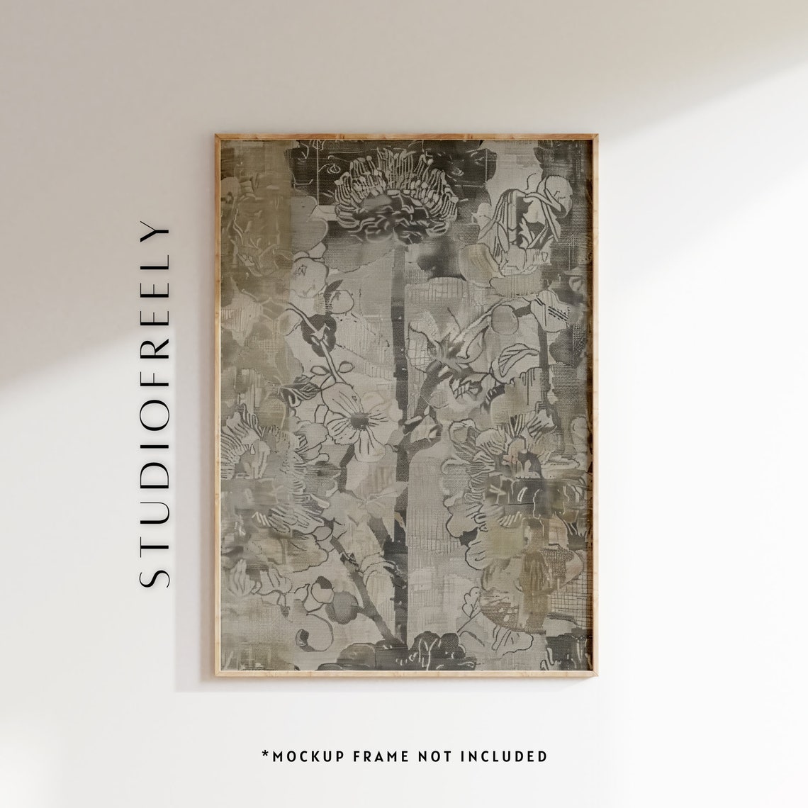 Abstract Vintage Floral Tapestry Pattern In Gray Tones Art Poster