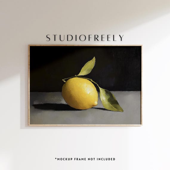Lemon Still Life Painting Vintage Kitchen Decor File