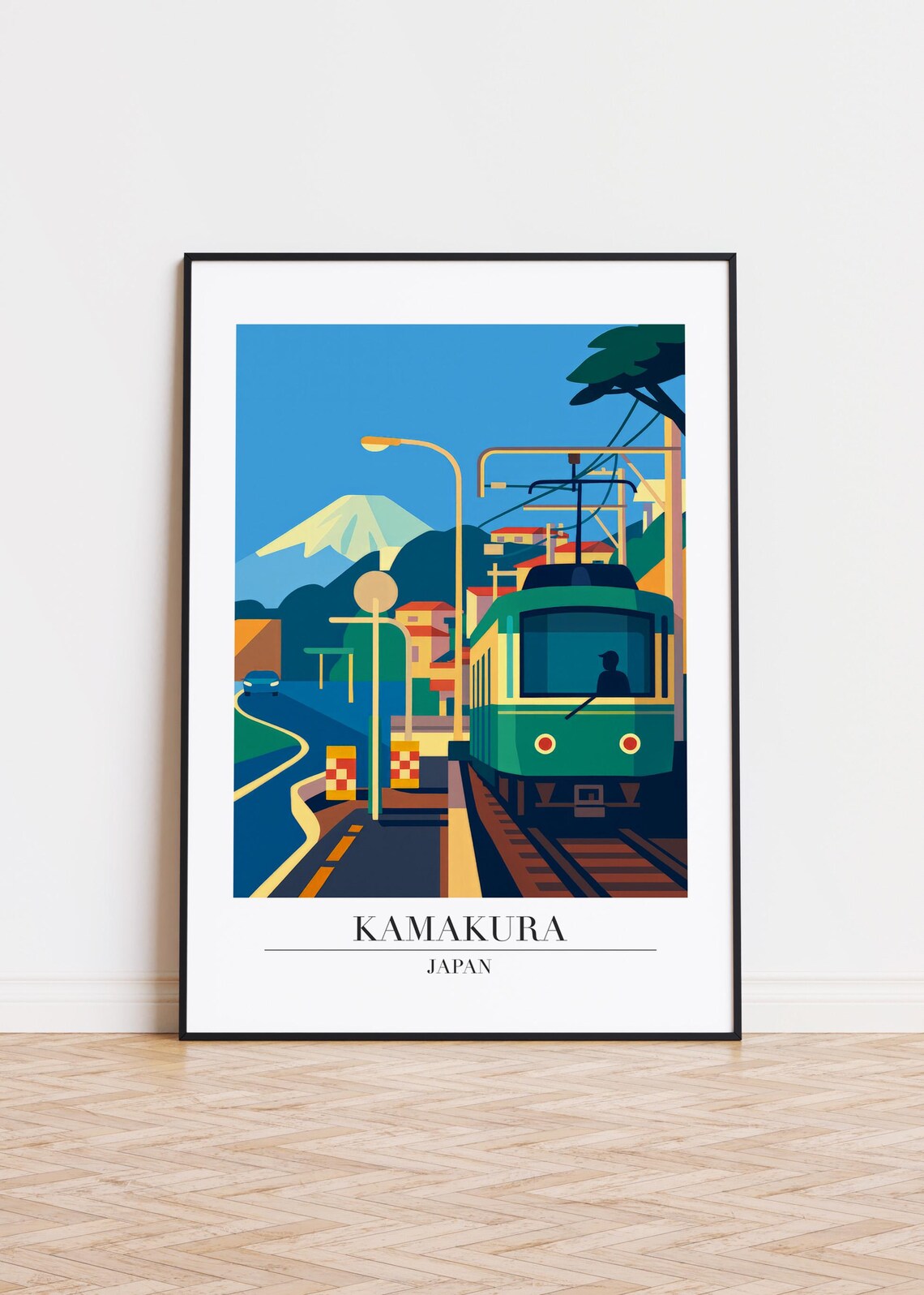 Kamakura Cityscape Poster, Modern Japanese Art