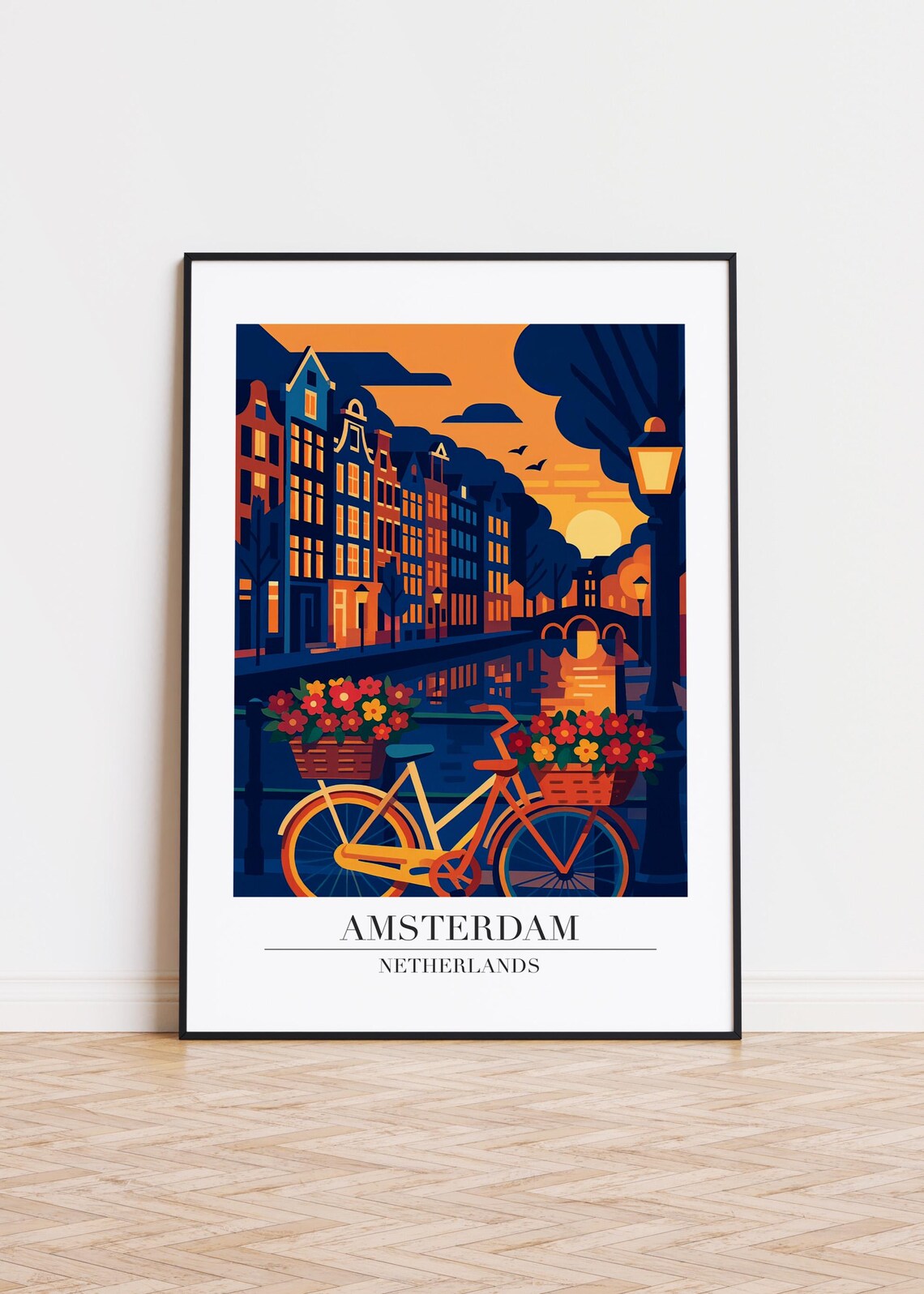 Amsterdam Netherlands Illustration Cityscape Art Print