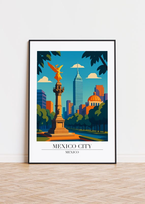 Mexico City Art Print Modern Minimalist Illustration