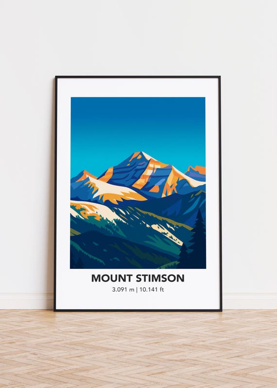Mount Stimson Illustration Art Print Mountain Silhouette Poster