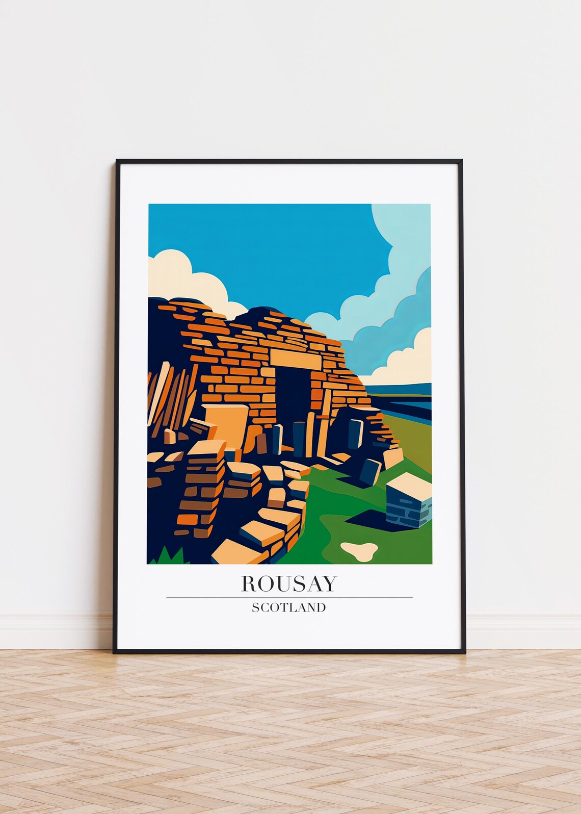 Rousay Scotland Poster, Modern Illustration