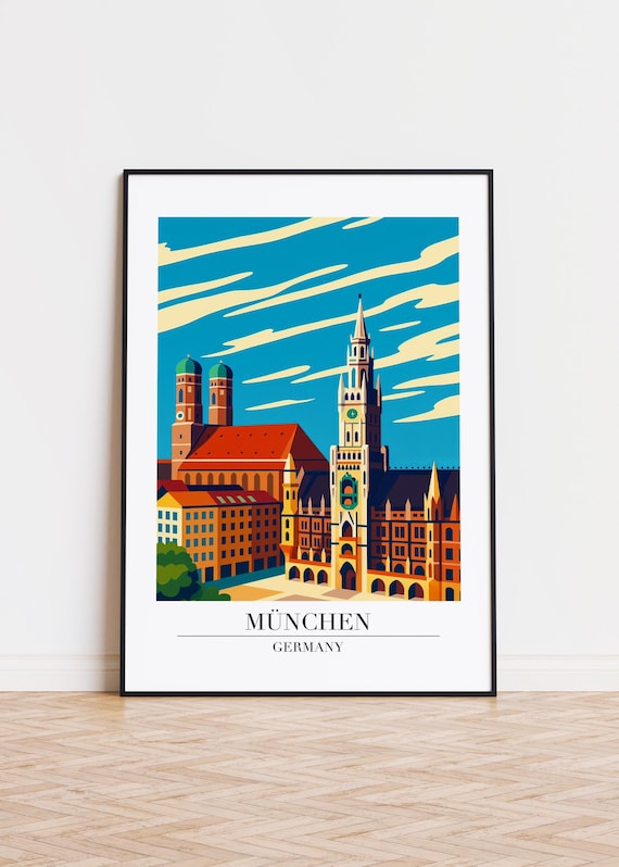 Munich Modern Illustration Travel Poster, Germany