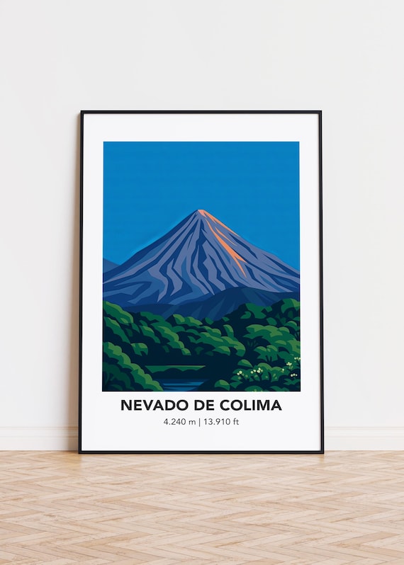 Nevado De Colima Poster Mountain Illustration Art Print