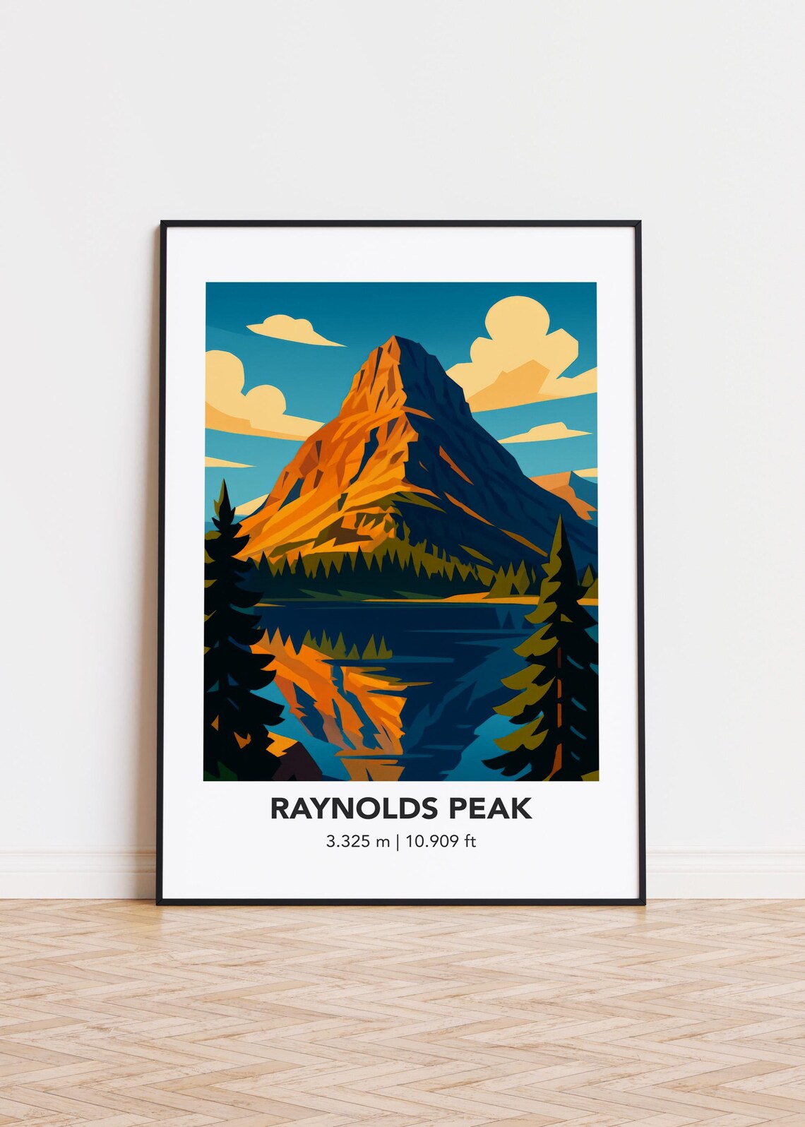 Raynolds Peak Poster Print, Mountain Illustration