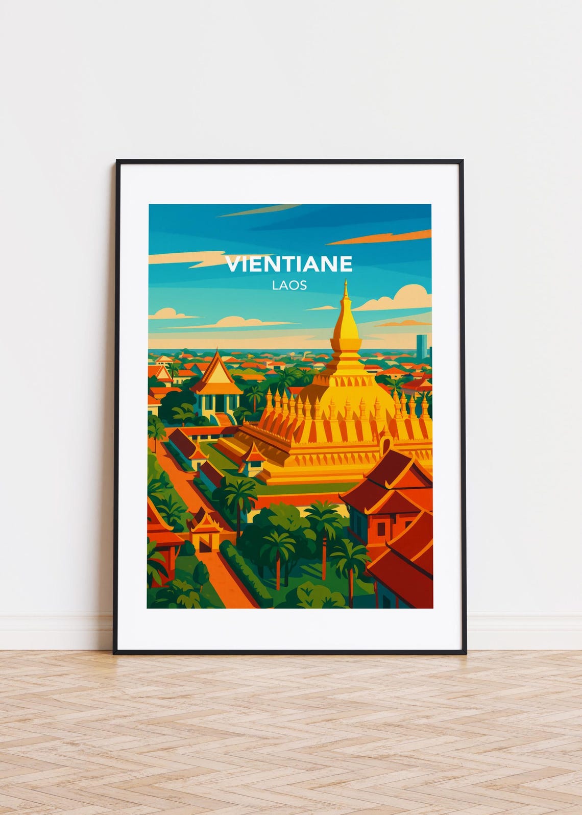 Vientiane Laos Poster City Skyline Art Print