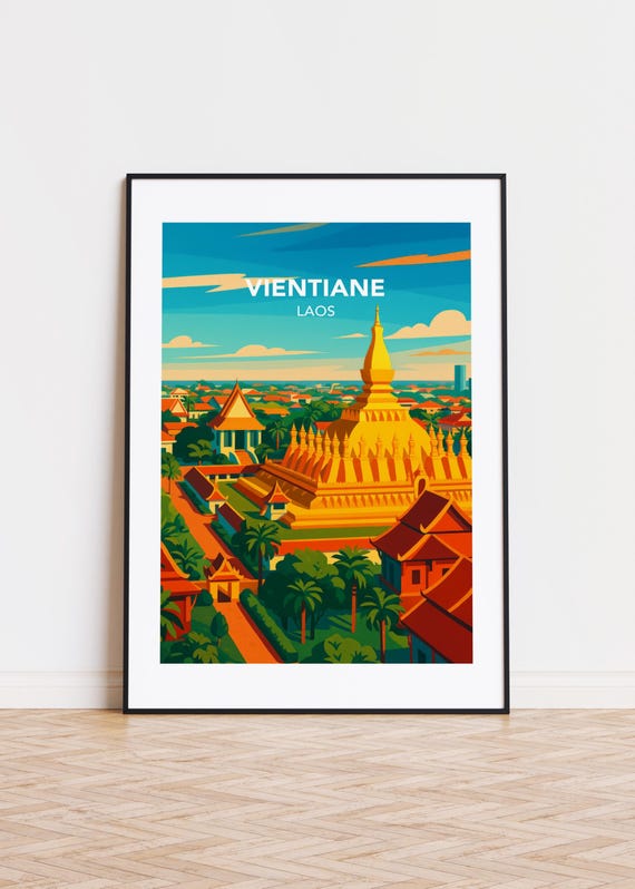 Vientiane Laos Poster City Skyline Art Print