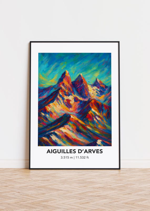 Aiguilles Darves Mountain Poster Modern Oil Painting Style Art Print
