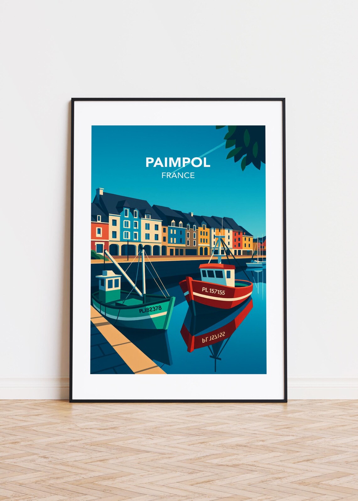 Paimpol France Harbor Fishing Boats Colorful Waterfront Poster