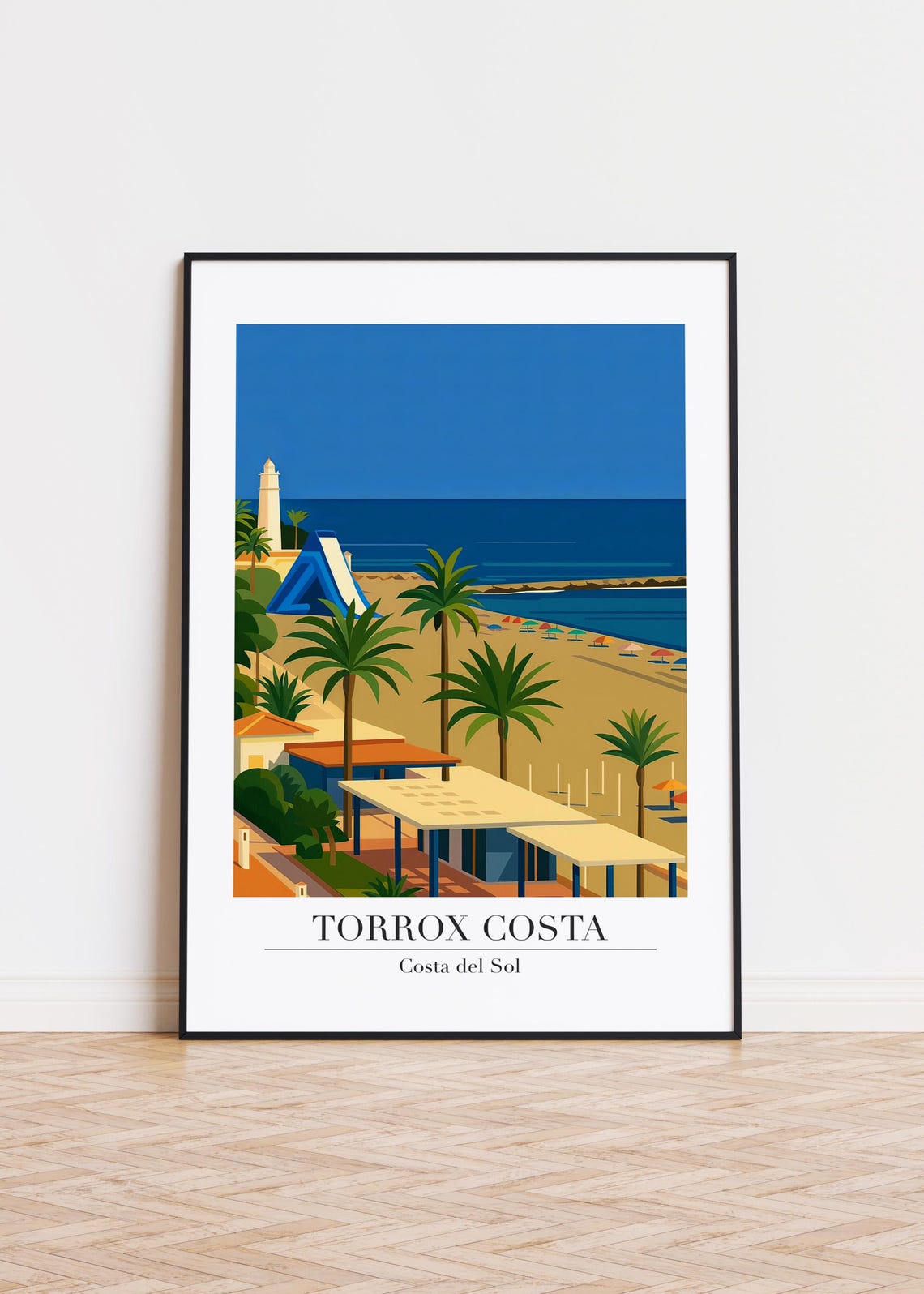 Torrox Costa Costa Del Sol Beach Lighthouse Palms Travel Poster