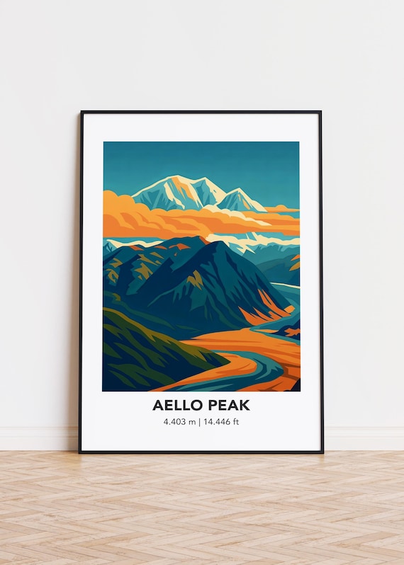 Aello Peak Poster Mountain Illustration Art Print