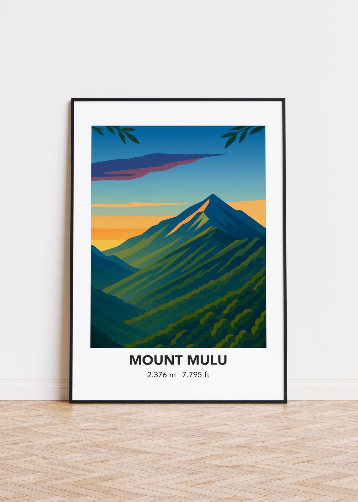Mount Mulu Poster Modern Minimalist Mountain Art Print