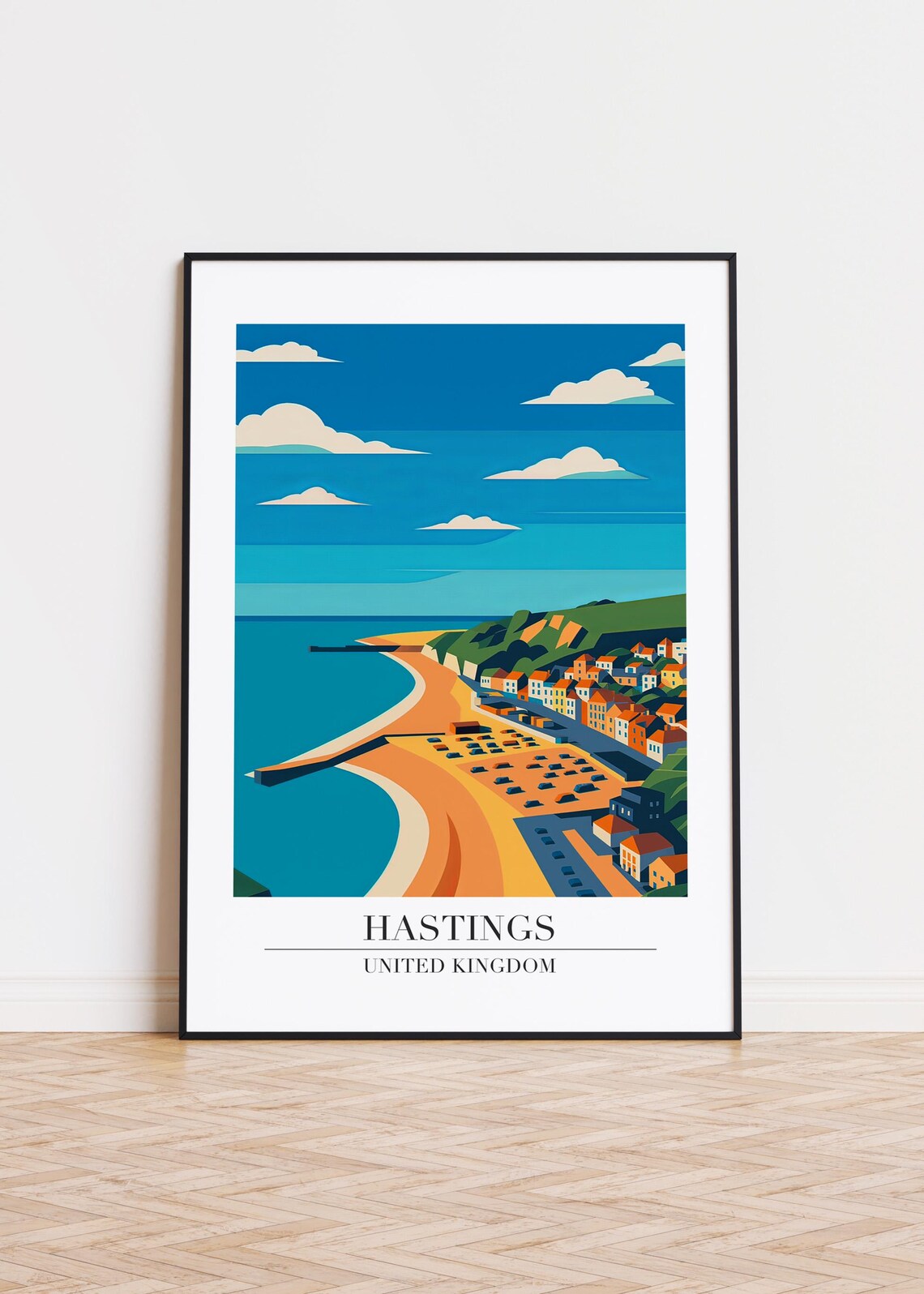 Hastings UK Modern City Illustration, Art Print