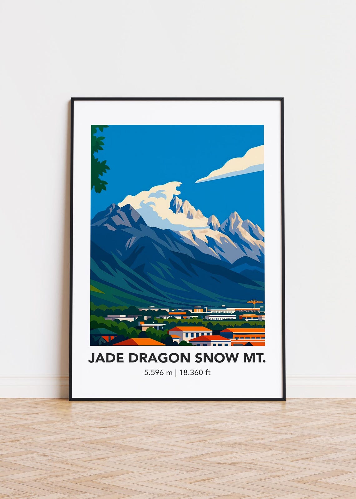 Jade Dragon Snow Mountain Print Modern Illustration Art