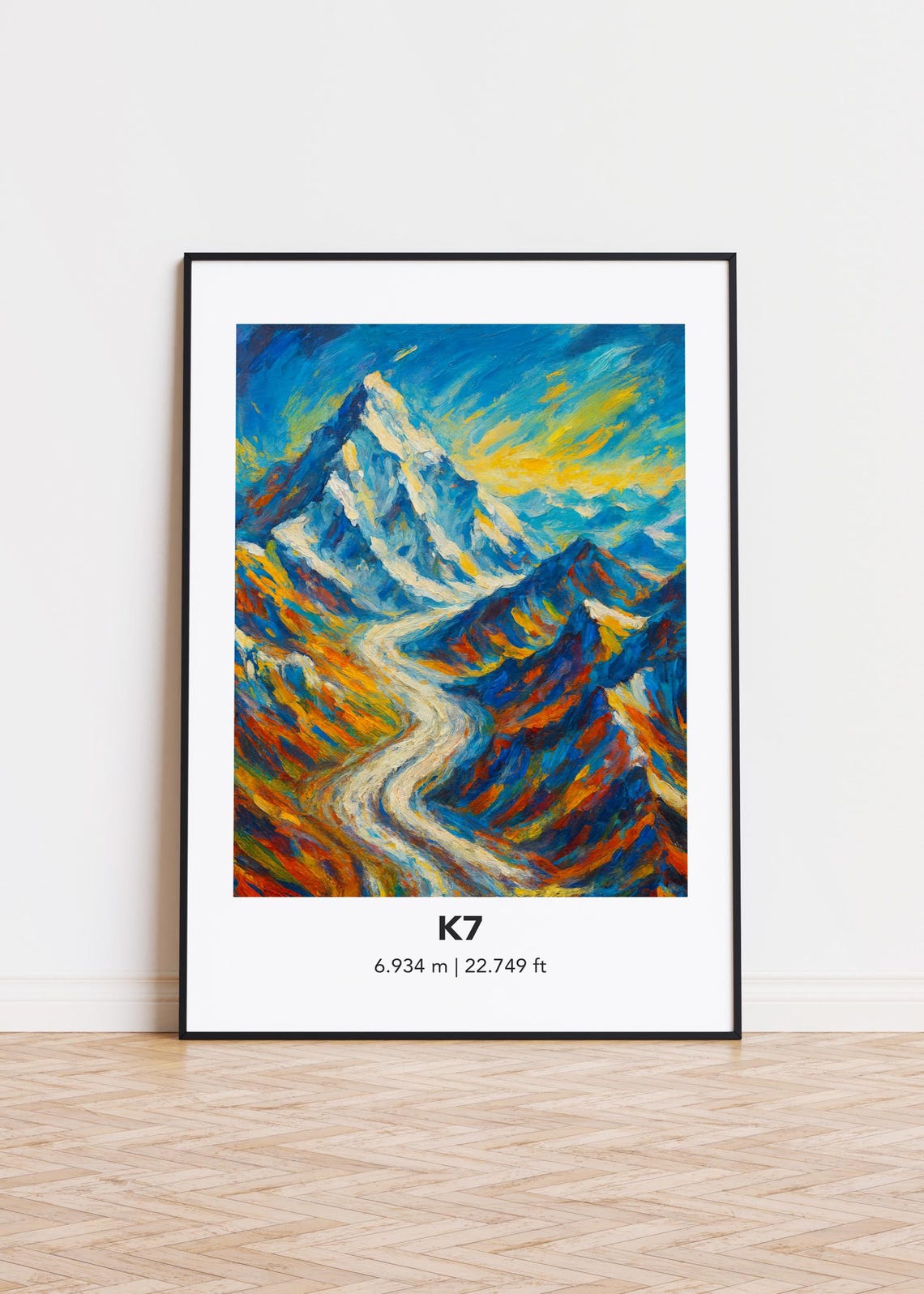 K7 Peak Glacier Valley Snow Summit Colorful Mountain Travel Poster