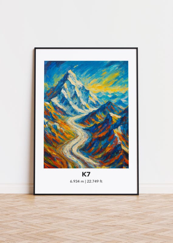 K7 Poster Mountain Print Modern Oil Painting Style Art