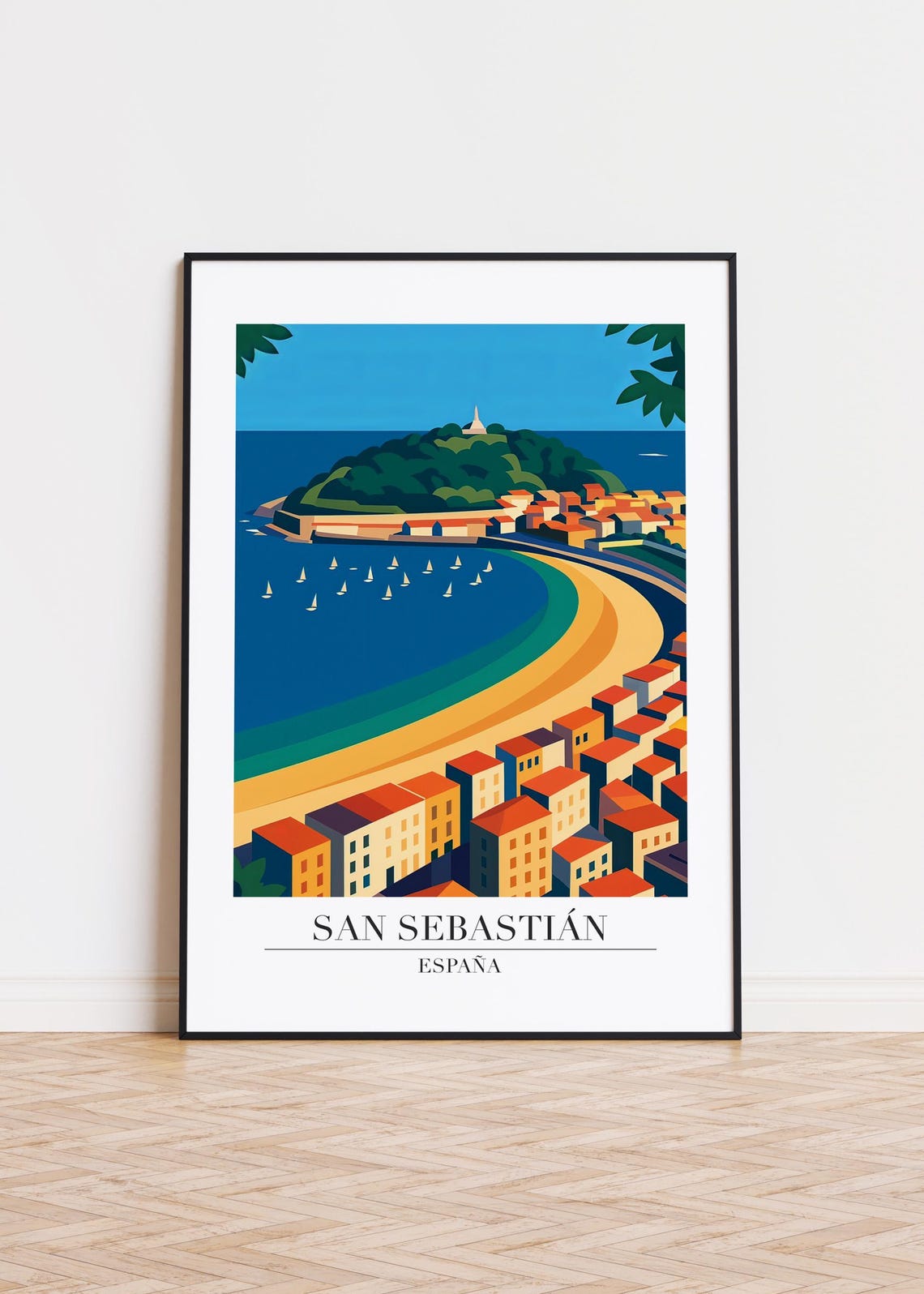 San Sebastin Spain Modern Travel Poster