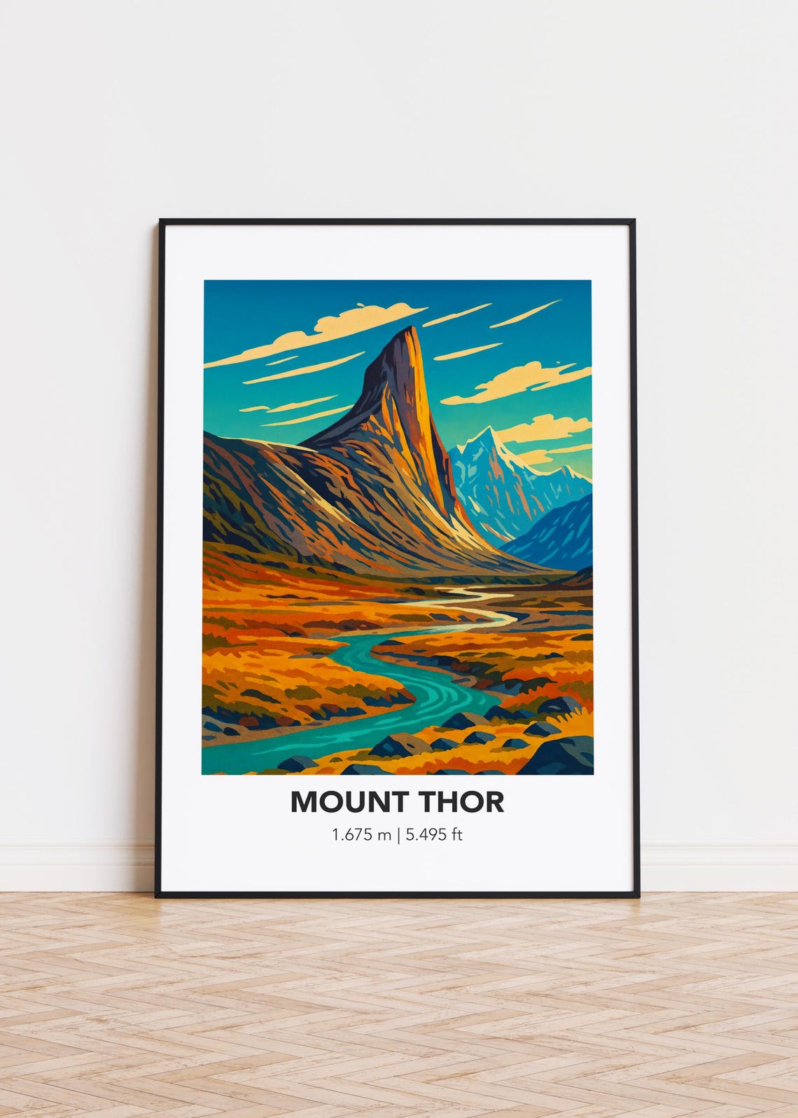 Mount Thor Canada Granite Peak River Arctic Landscape Poster Art