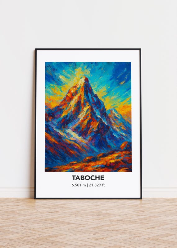 Taboche Poster Mountain Print Modern Oil Painting Style Art