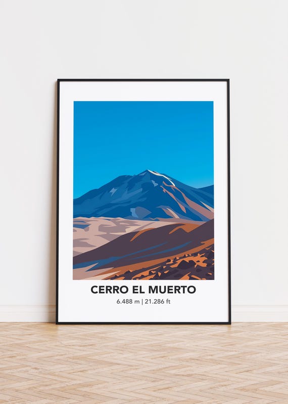 Cerro El Muerto Print Mountain Illustration Art