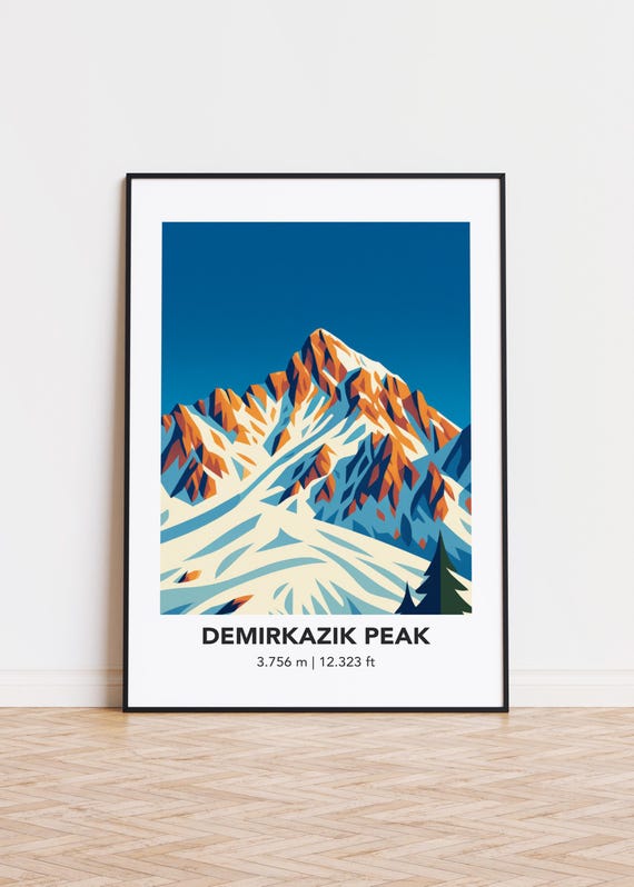 Demirkazk Peak Poster Mountain Illustration Art Print