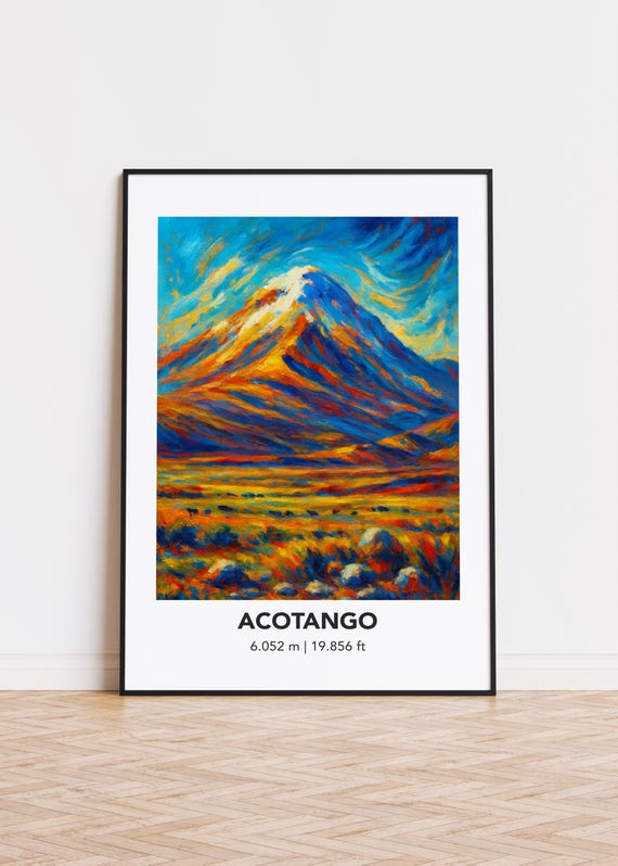 Acotango Poster Mountain Print Modern Oil Painting Style Art