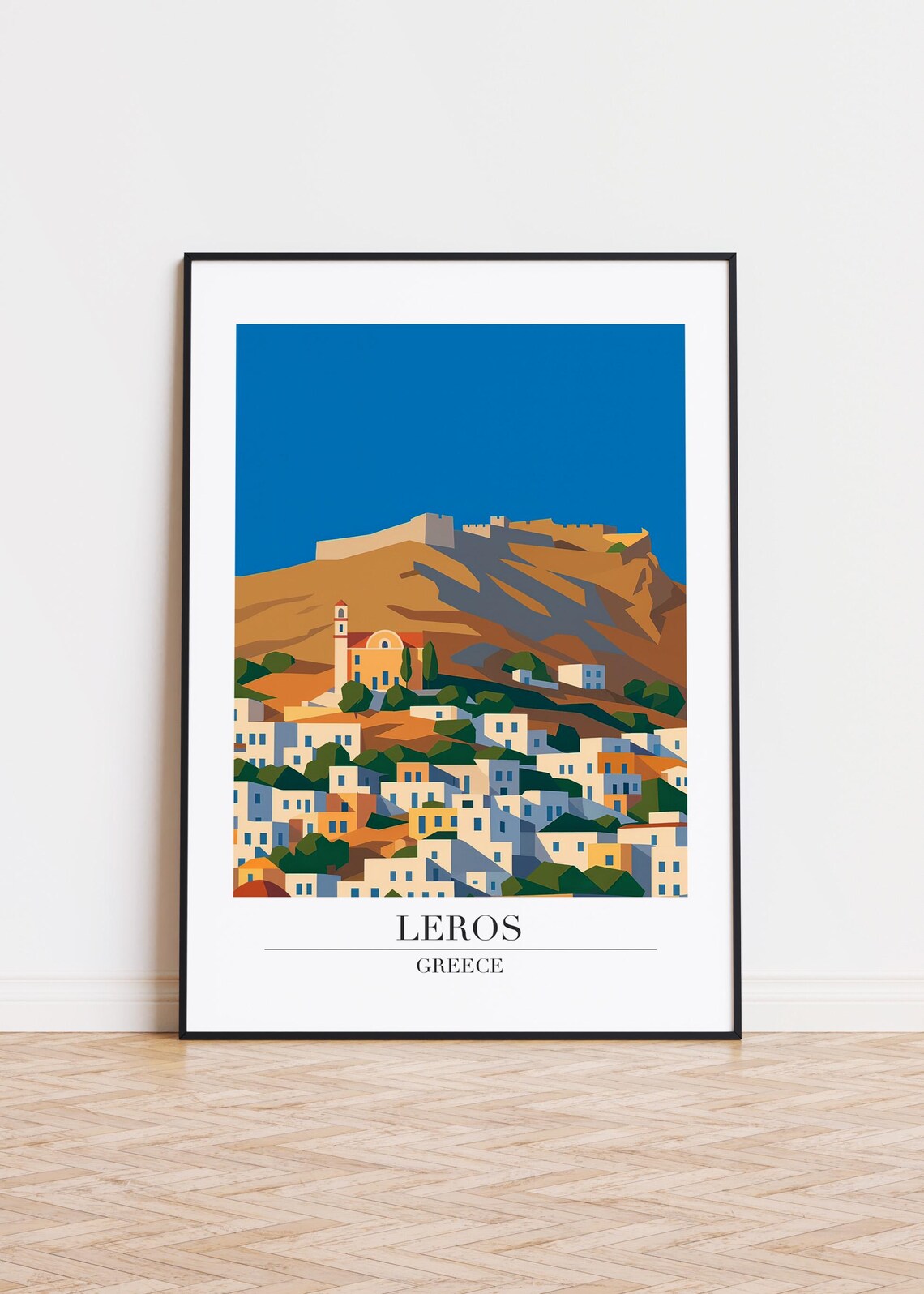 Leros Greece Poster Minimalist Travel Art Print