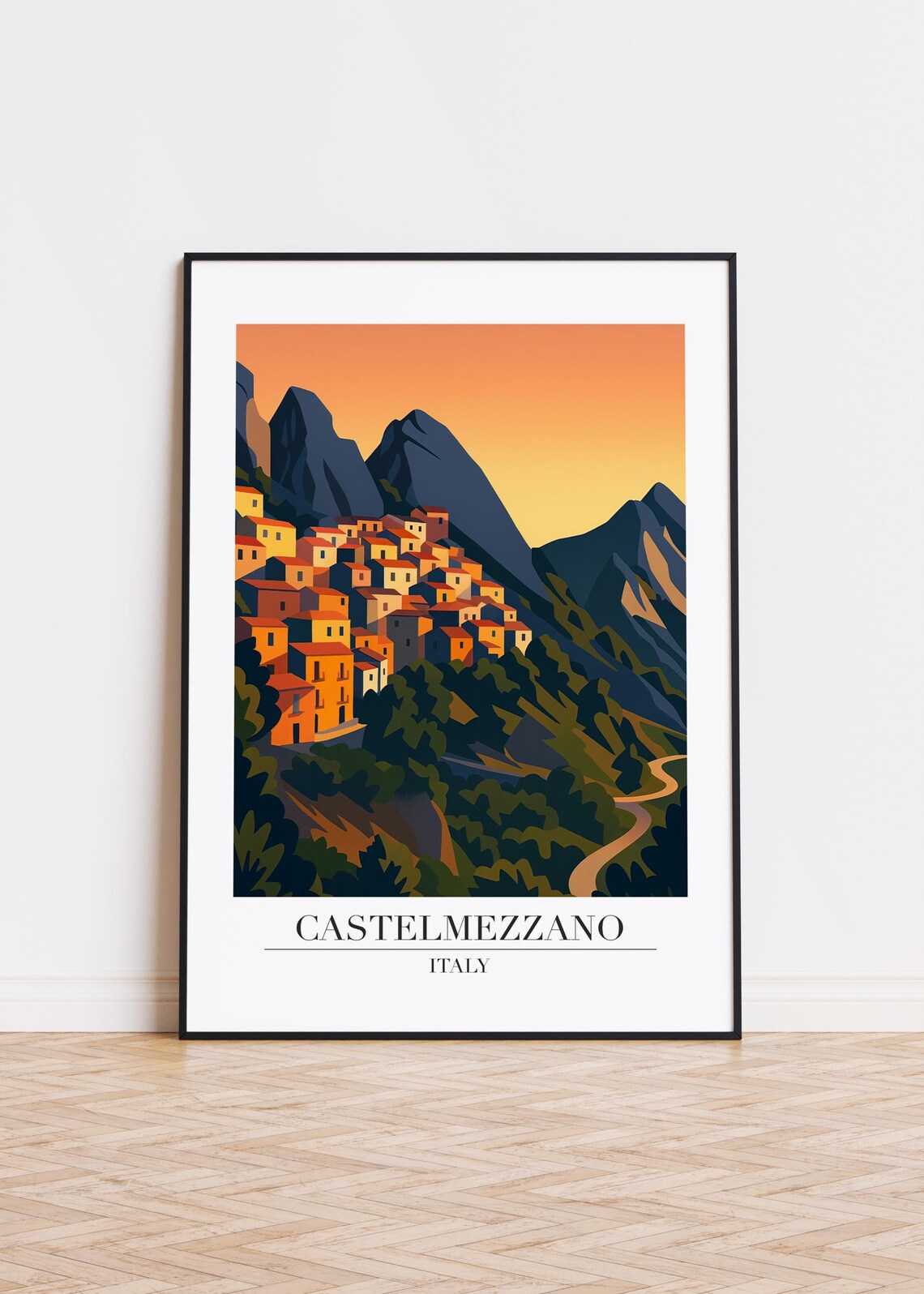 Castelmezzano Italy Skyline Poster Print