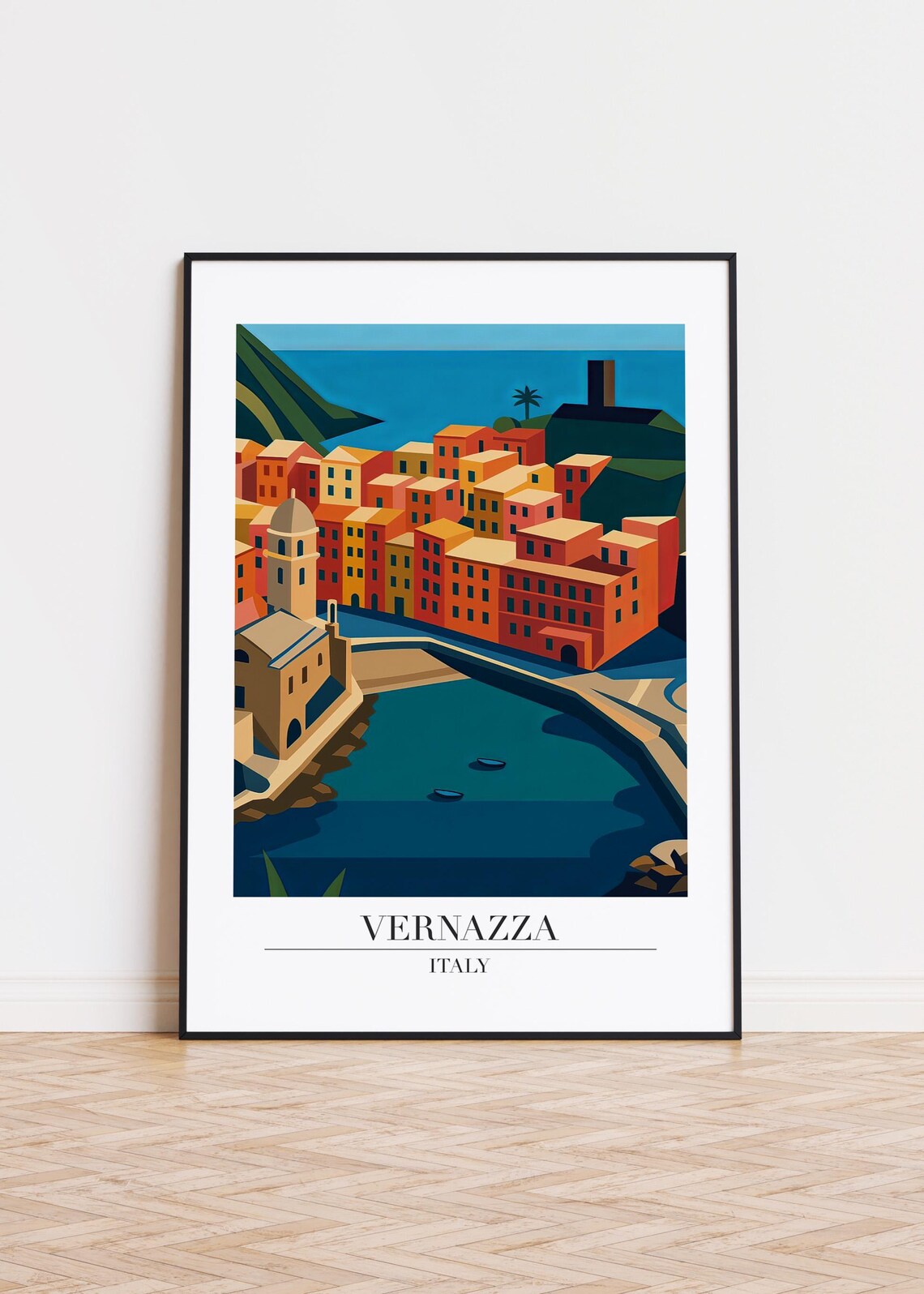 Vernazza Italy Harbor Village Cinque Terre Colorful Travel Poster