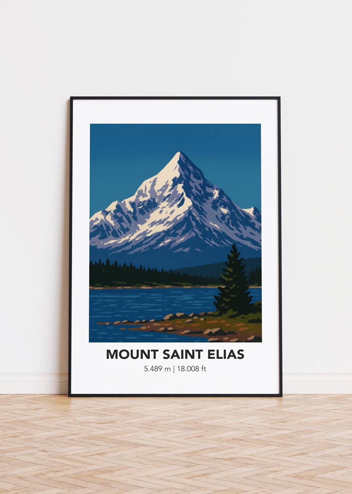 Mount Saint Elias Mountain Illustration Art Print
