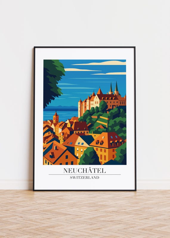 Neuchtel Switzerland Poster City Skyline Art Print