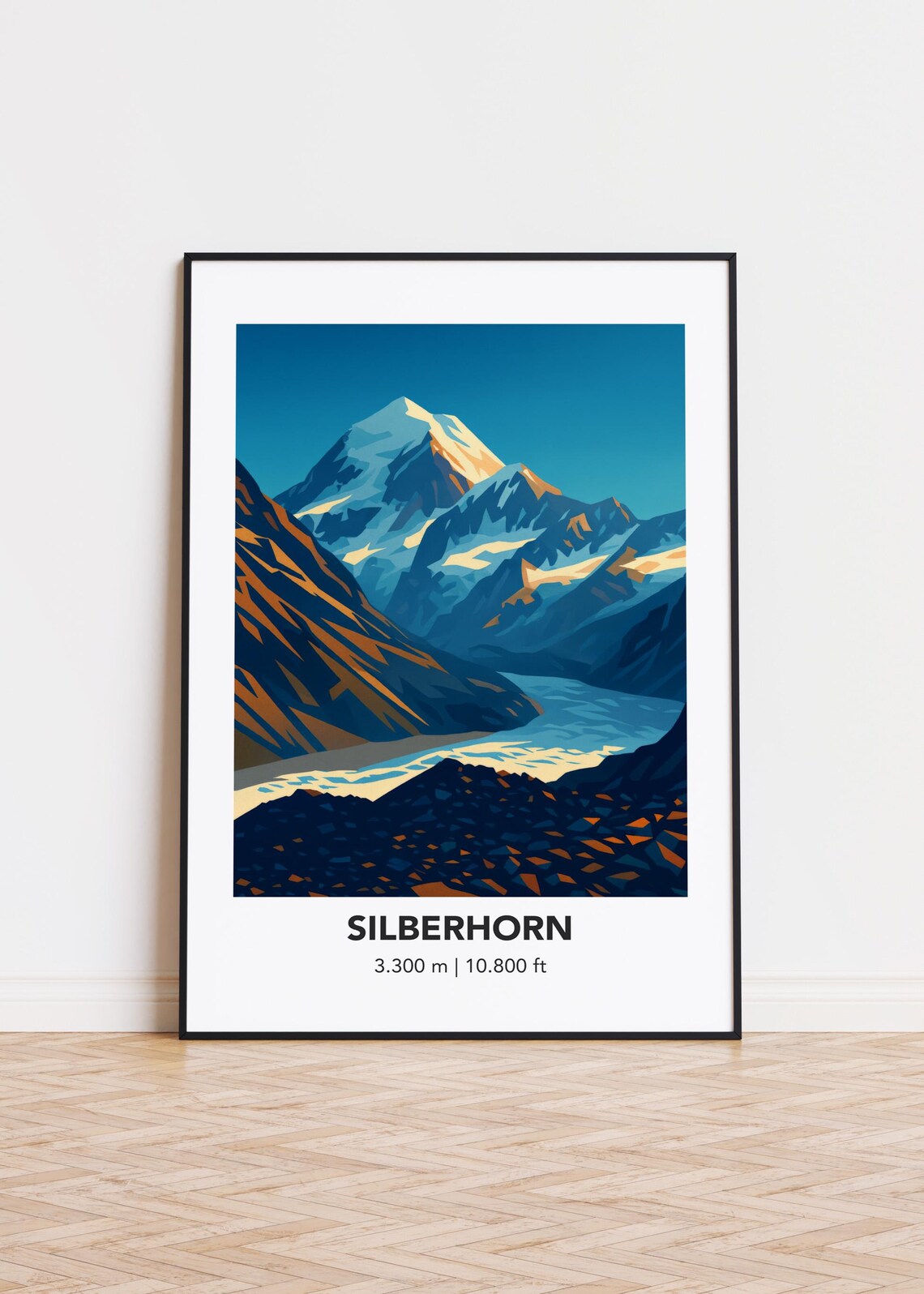 Silberhorn Poster Print, Mountain Illustration
