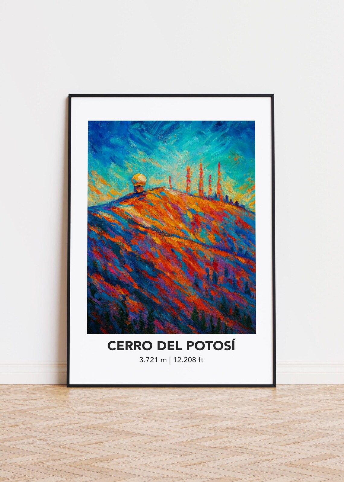 Cerro Del Potosi Mountain Colorful Sunset Oil Painting Peak Poster