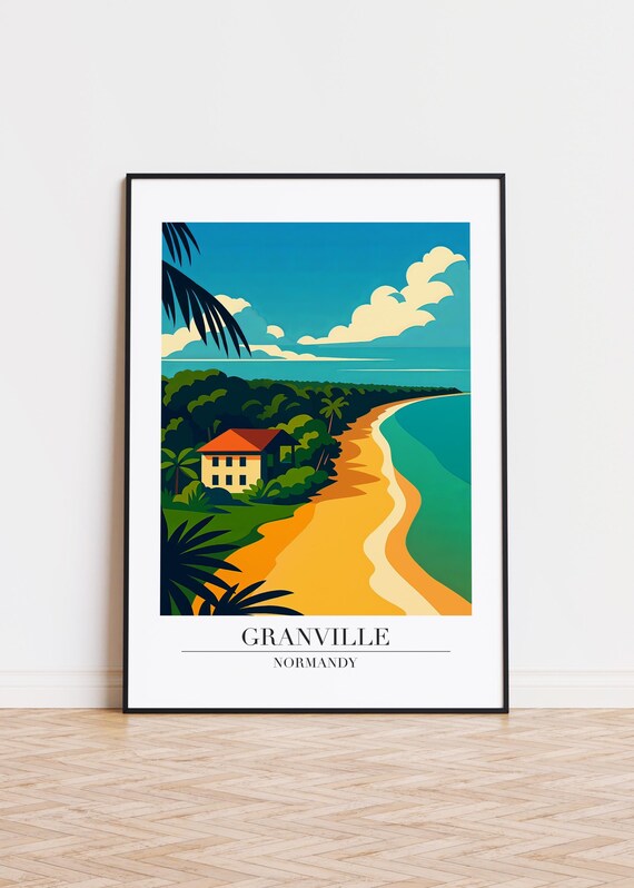 Granville Normandy France Beach House Tropical Travel Poster