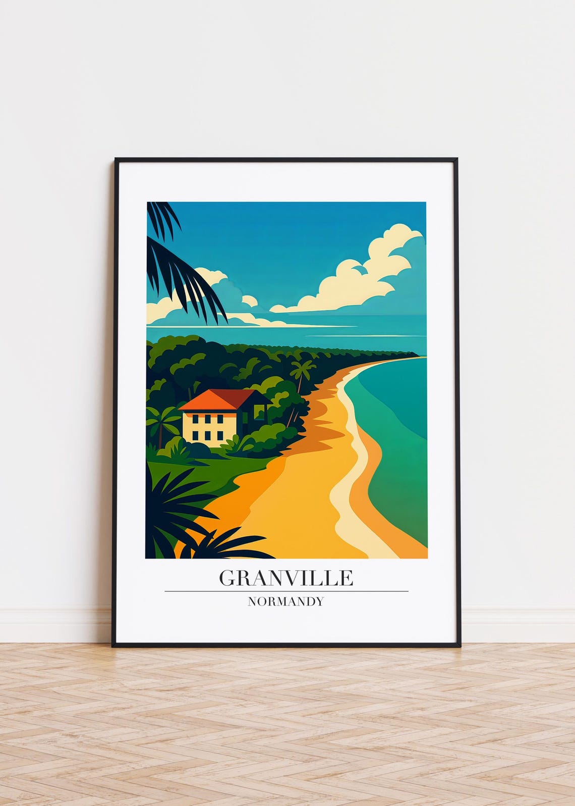 Granville Normandy France Beach House Tropical Travel Poster