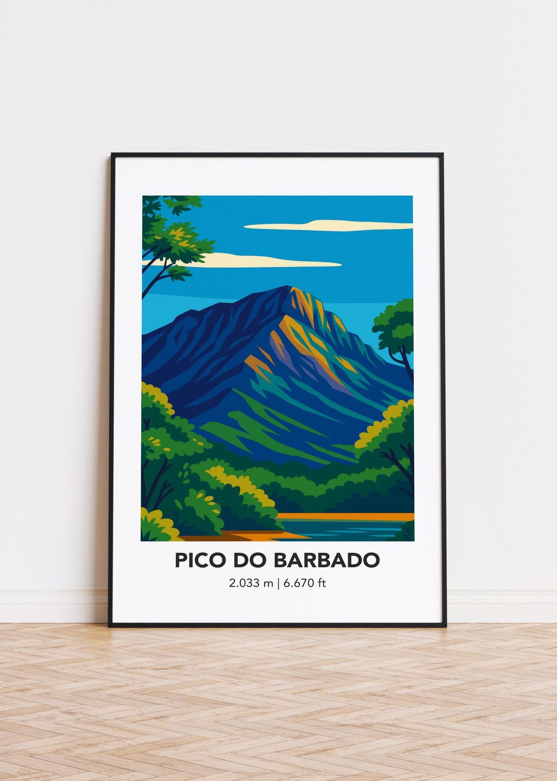 Pico Do Barbado Mountain Print Modern Minimalist Art Poster