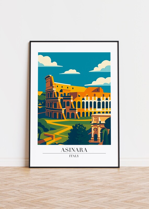 Asinara Italy Travel Poster Featuring the Iconic Rome Colosseum