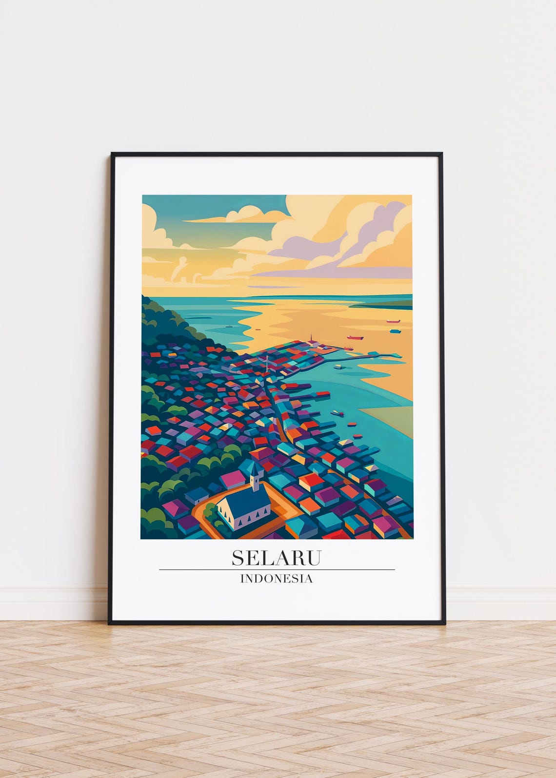 Selaru Cityscape Poster Modern Indonesian Illustration
