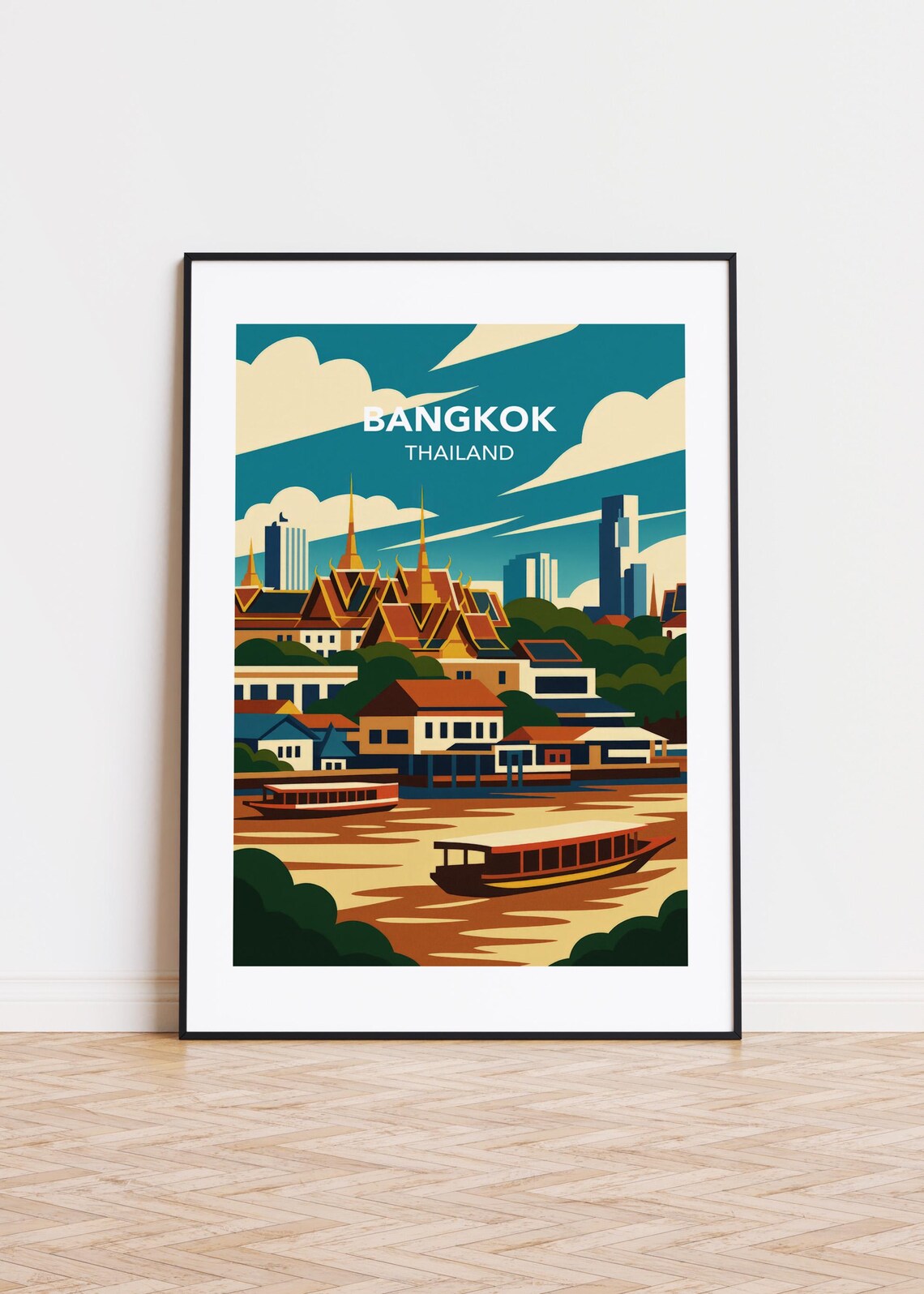 Bangkok Cityscape Poster, Modern Thailand