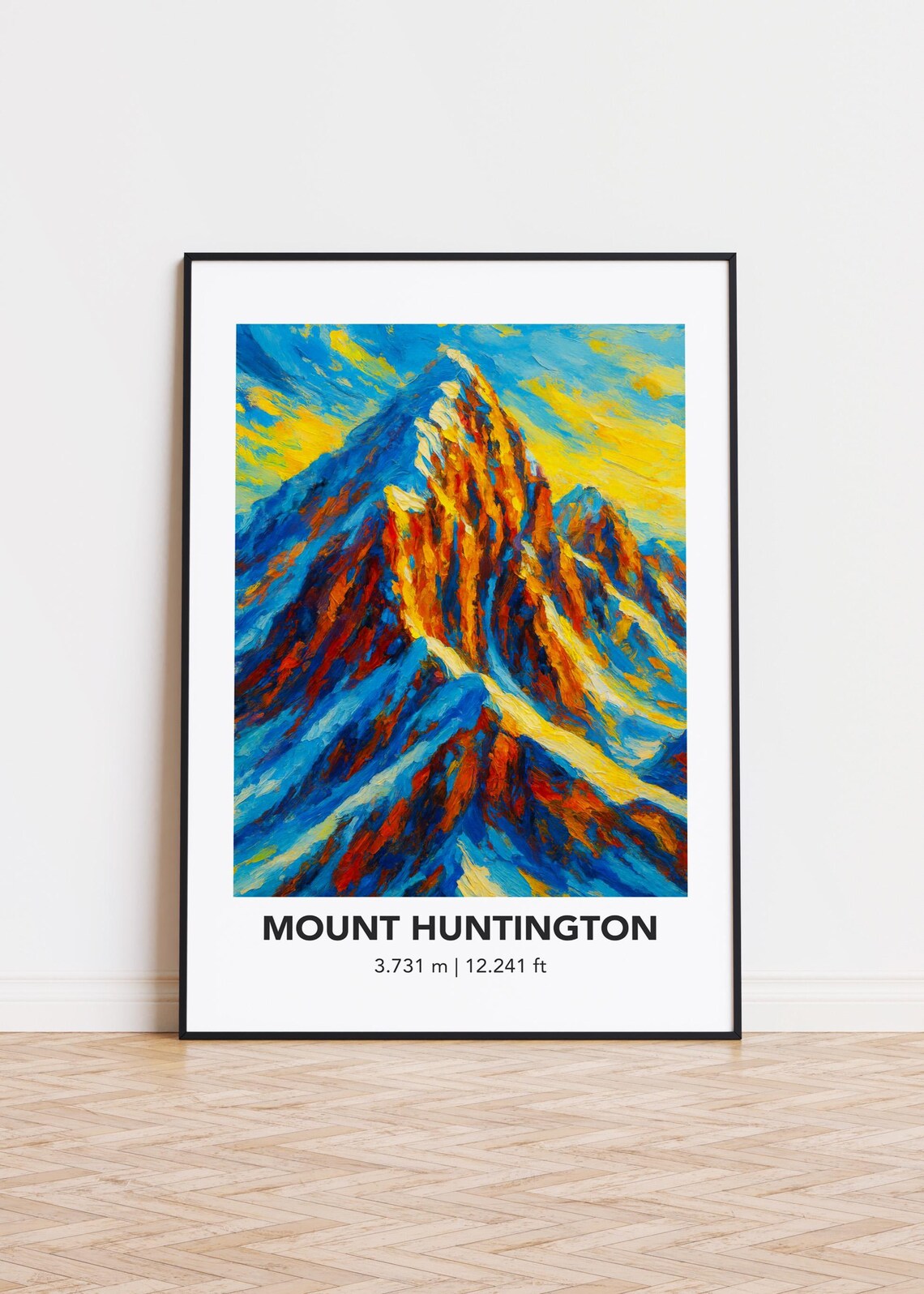Mount Huntington 3.731 m Alpine Peak Bold Oil Painting Style Poster