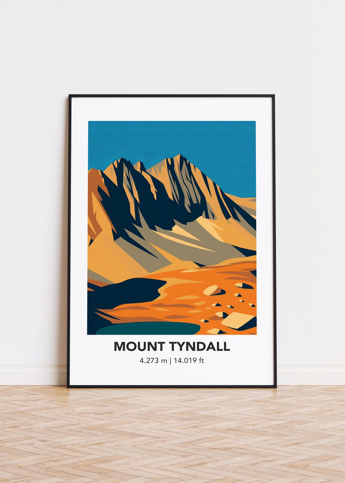 Mount Tyndall Golden Rocky Peaks Alpine Lake Mountain Poster