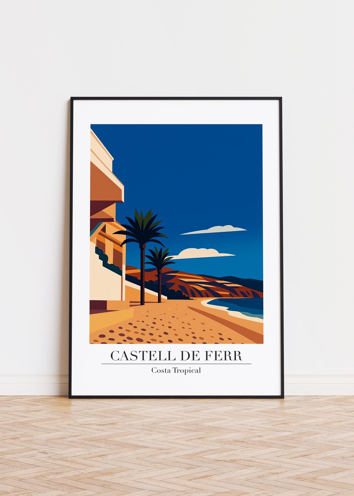Castell De Ferro Costa Tropical Retro Beach Promenade Palm Poster